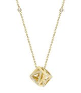 Harrods Boodles Yellow Gold and Diamond Be You Cube Pendant Necklace- Buy online at McGrocer