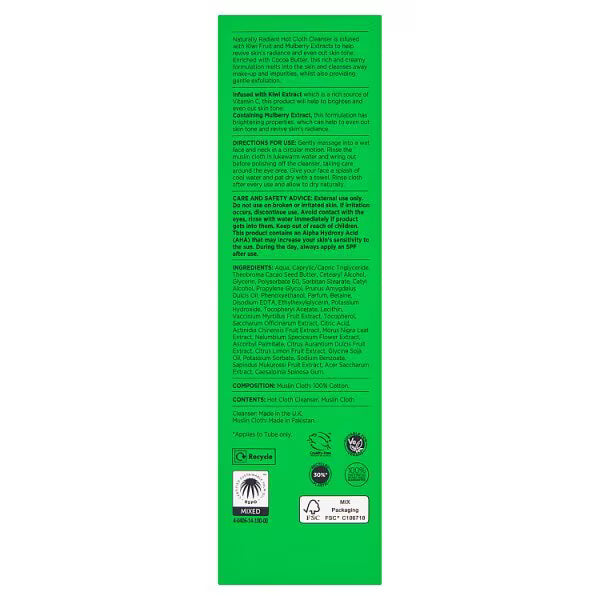Naturally Radiant hot cloth cleanser 150ml tube, imported from the UK