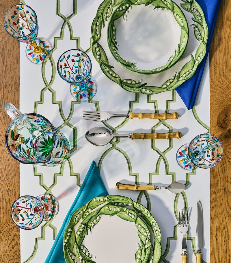 Les Ottomans crystal wine glasses with hand-painted floral designs, UK version