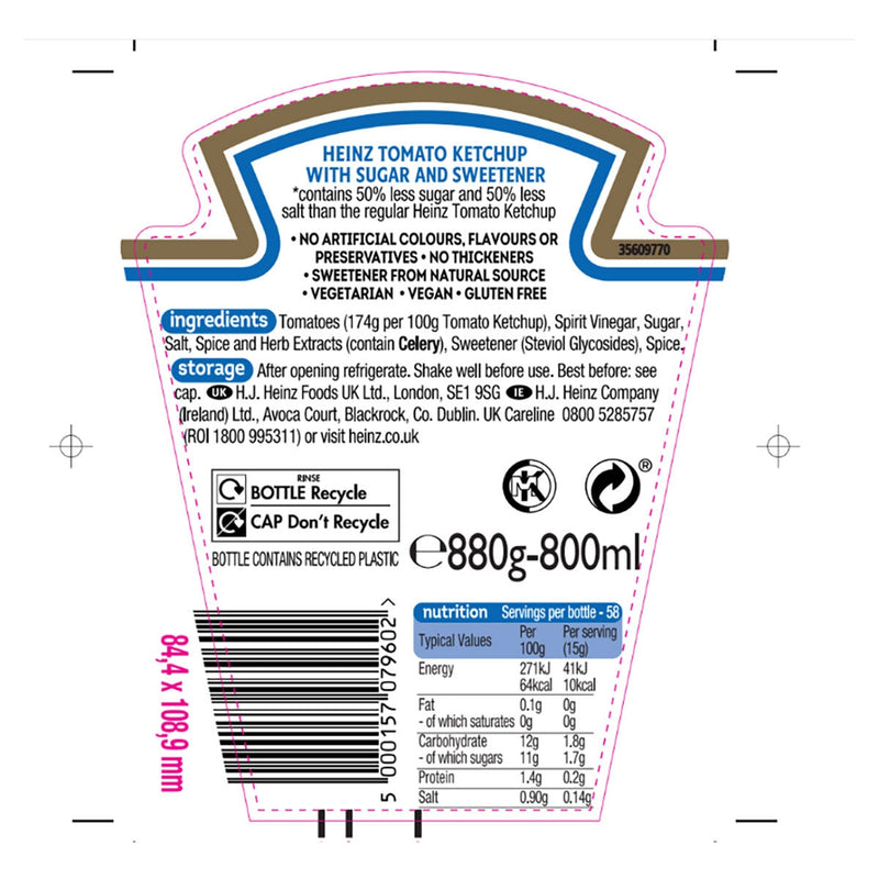 Heinz tomato ketchup 50/50 2 x 880g, UK version