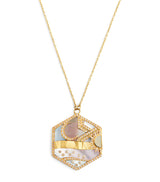 Harrods L'Atelier Nawbar Yellow Gold Diamond and Mother-of-Pearl Biladi Pendant Necklace 42cm- Buy online at McGrocer