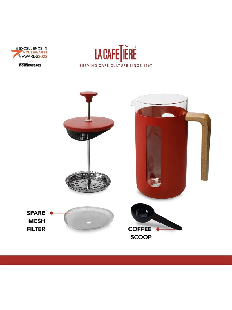 La Cafetiere Red Pisa 3 Cup Glass Cafetiere, UK version