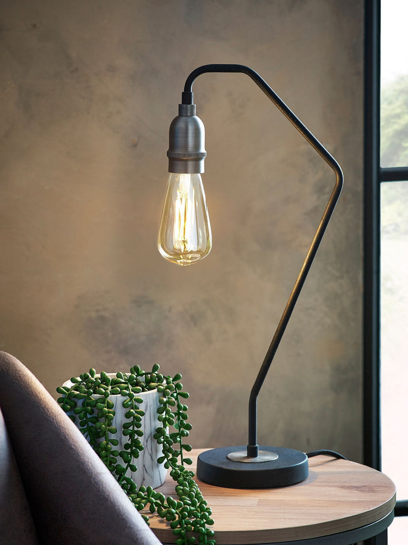 Brooklyn black matte table lamp with retro bulb, imported from the UK