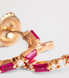 Suzanne Kalan rose gold ruby diamond hoop earrings, imported from the UK