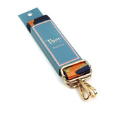 POM orange camo lurex adjustable wide bag strap, imported from the UK