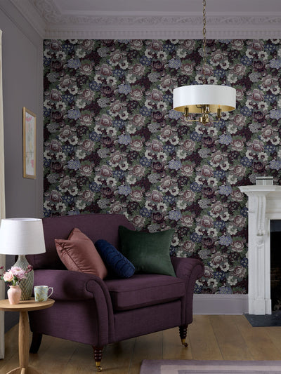 Next Laura Ashley Blackberry Purple Honnington Peonies A4 Wallpaper Sample- Buy online at McGrocer
