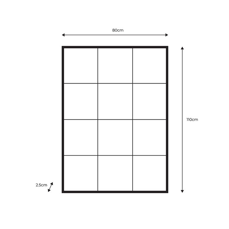Gallery Chafford black window mirror 80x110cm, UK version