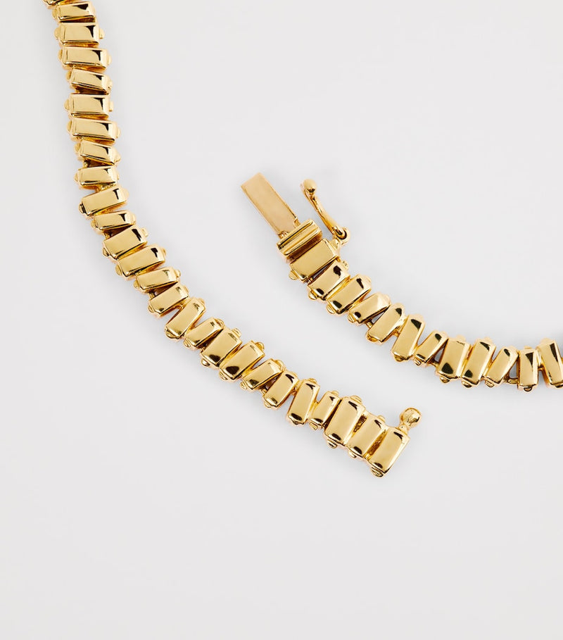 Suzanne Kalan gold diamond tennis necklace, imported from the UK