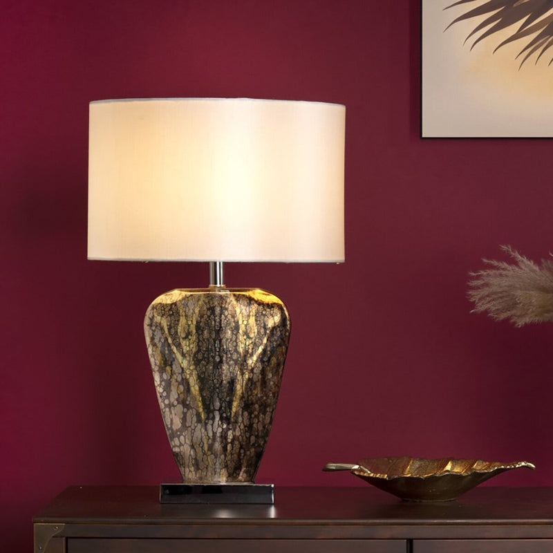 Syracuse mercury glass table lamp with cream shade (British brand)