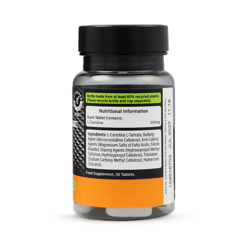 Precision Engineered L-Carnitine supplement 500mg 30 tablets, imported from the UK