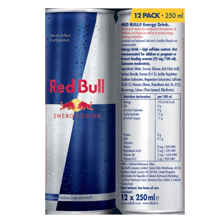 Red Bull energy drink multipack 24 x 250ml, imported from the UK