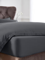 Collection Luxe Grey 600 Thread Count Cotton Sateen Extra Deep Fitted Bed Sheet