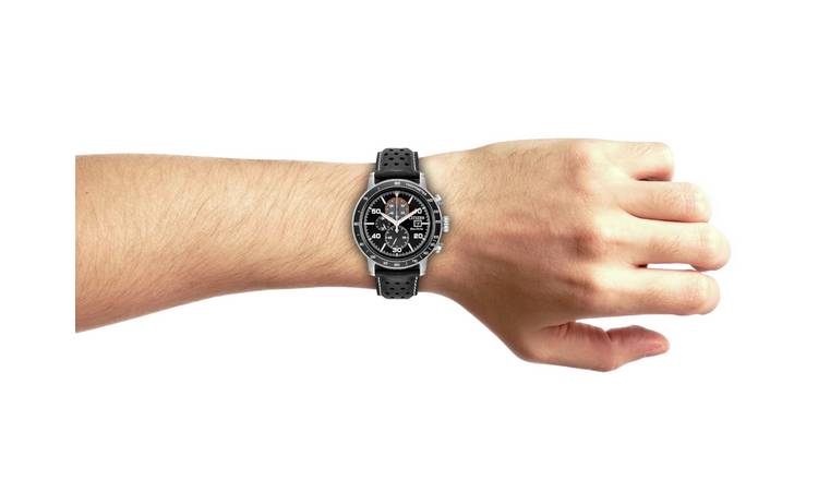 Citizen Eco-Drive black leather strap watch 44mm, UK version