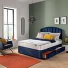 Silentnight double divan bed with mattress and headboard in blue (British brand)