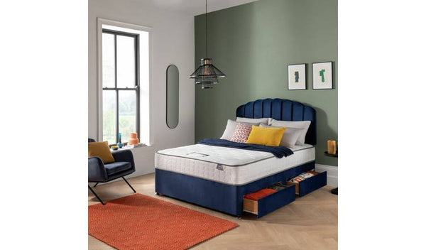Silentnight Middleton Double 4 Drawer Divan Bed with Mattress and Headboard - Blue