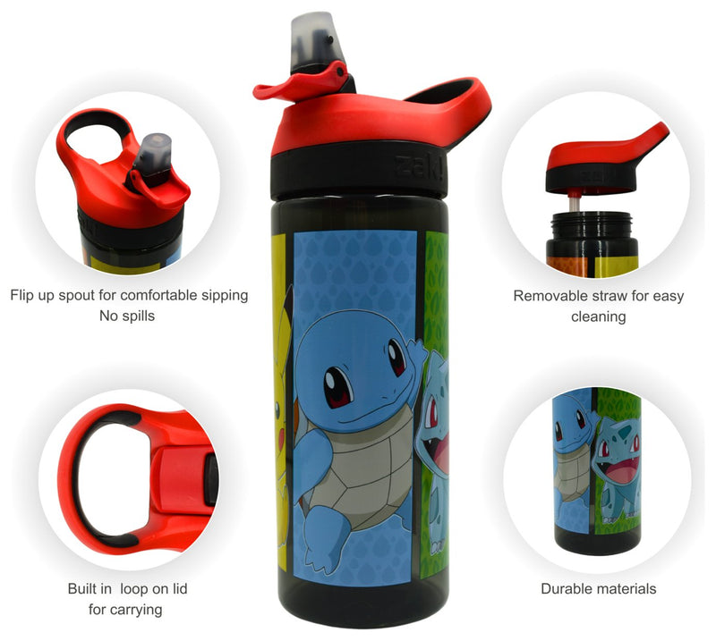 Zak Atlantic Pokemon Multicolour Sipper Water Bottle 600ml (British brand)