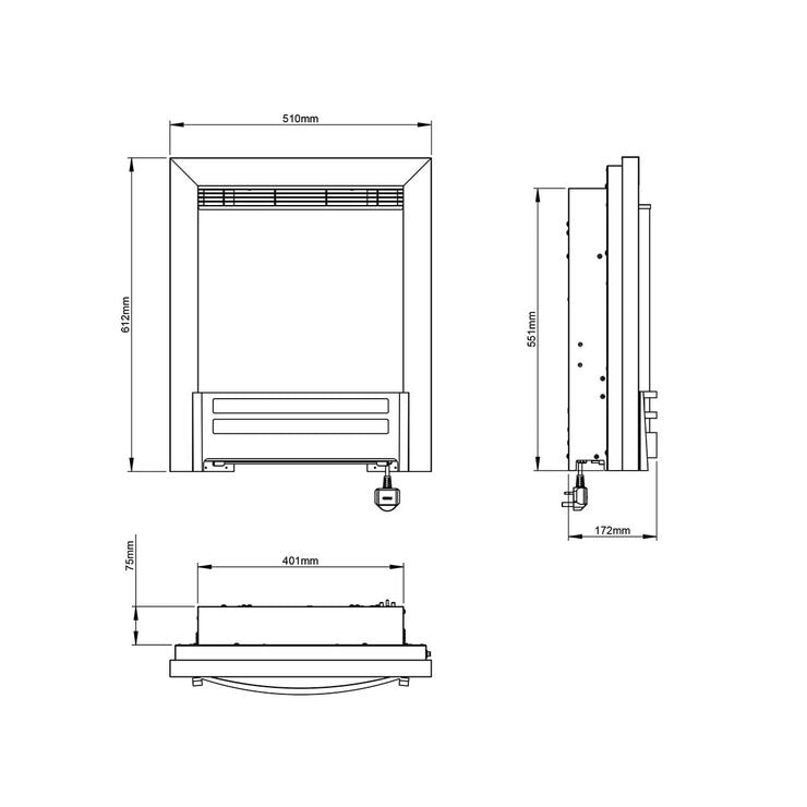 Flare Ember inset electric fire in chrome finish 2kW - British product