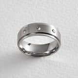 Revere stainless steel cubic zirconia wedding ring size R - British product