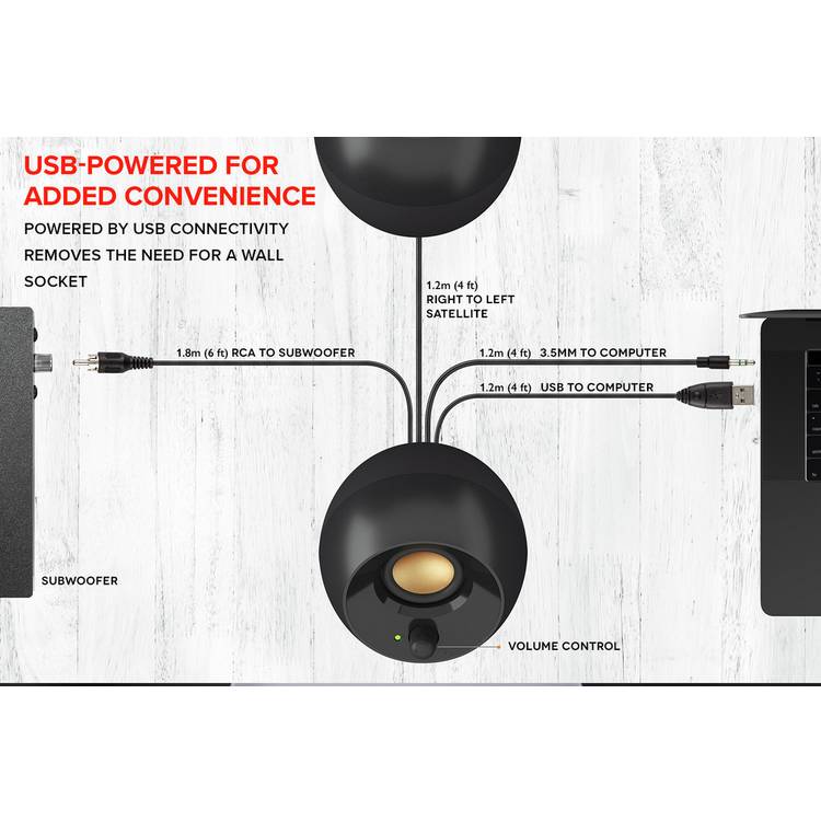 Creative Pebble Plus 2.1 USB desktop speakers with subwoofer, imported from the UK
