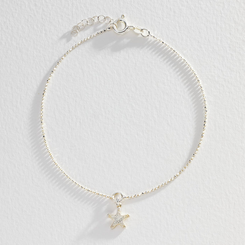 Revere sterling silver anklet with sea star charm, imported from the UK