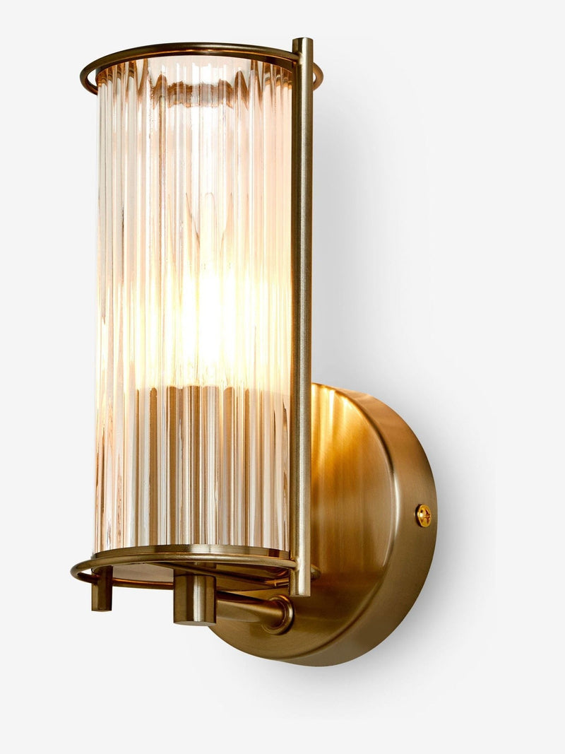 Hertford brass wall light with clear-reeded glass 21cm (British brand)