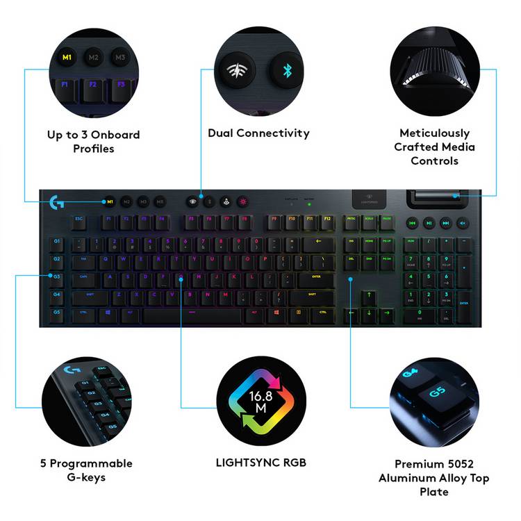 Logitech G915 wireless gaming keyboard black, UK version