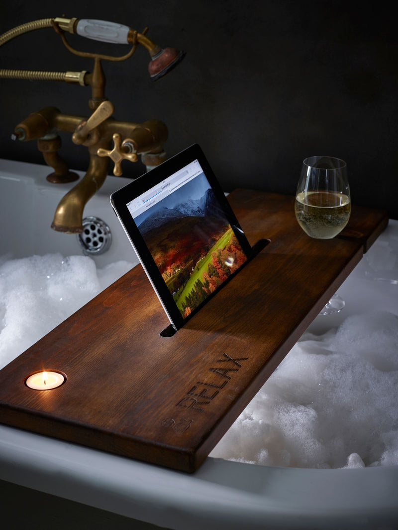 Natural bath tray tablet slot candle holder 70cm (British brand)
