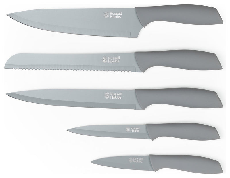 Russell Hobbs grey knife block set imported from the UK