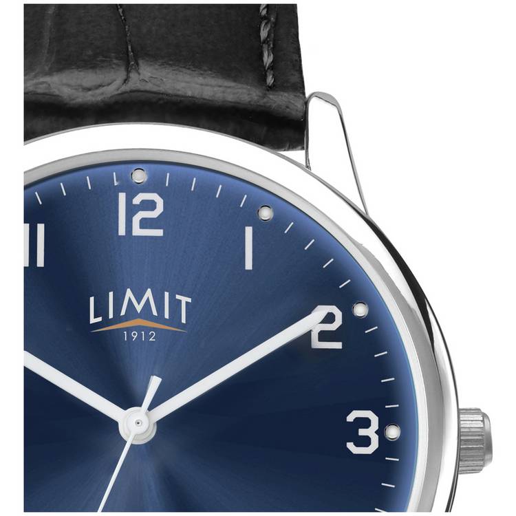 Limit men's watch black faux leather strap 38mm - British product