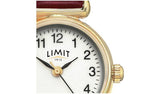 Limit ladies gold-tone burgundy faux leather watch - British product