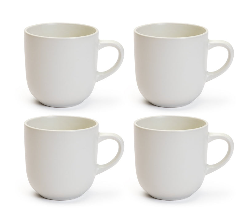 Habitat set of 4 matte white stoneware mugs with 420ml capacity, UK version