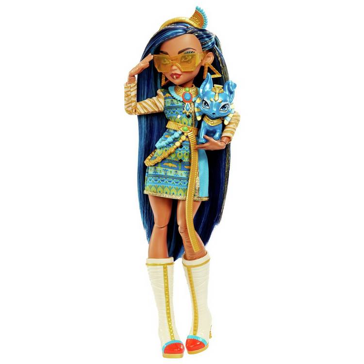 Monster High Cleo De Nile doll with golden accessories and pet Tut, UK version