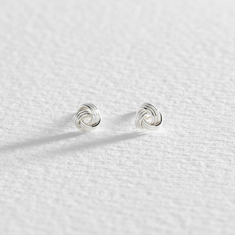 Revere sterling silver triple knot stud earrings (British brand)