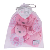 Tiny Treasures pink bunny blanket and rattle set, UK version