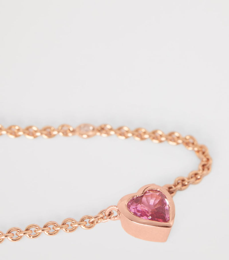 SHAY rose gold sapphire diamond heart necklace (British brand)