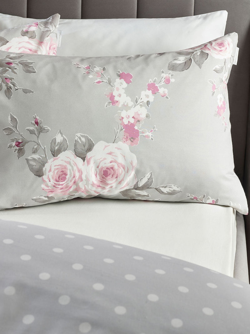 Catherine Lansfield Floral Duvet Cover Set Grey Canterbury - British product
