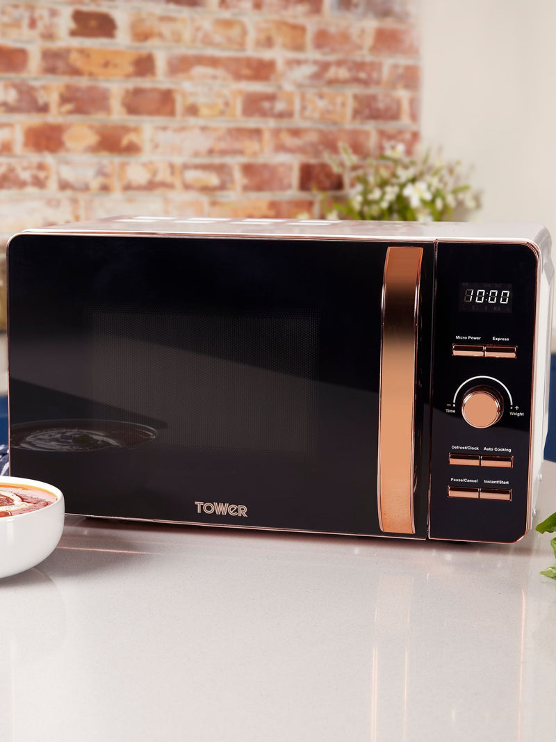 Tower White/Rose Gold 20L microwave (British brand)