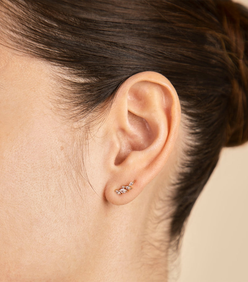 Astrid & Miyu gold-plated crystal climber earrings (British brand)