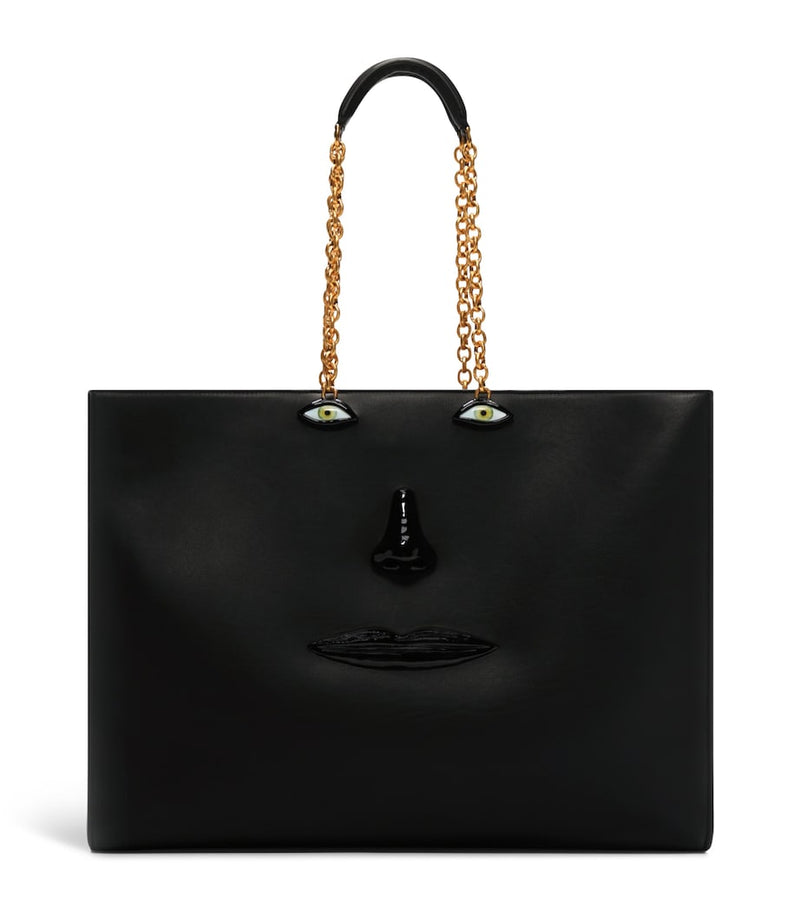 Schiaparelli calfskin face tote bag with anatomical details (British brand)