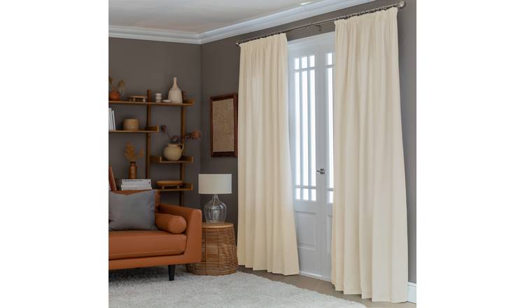 Habitat cream herringbone pencil pleat curtains 168x183cm, UK version