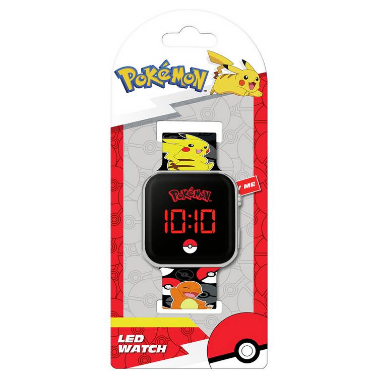 Pokemon Kids Digital Watch with black dial and LED display (British brand)