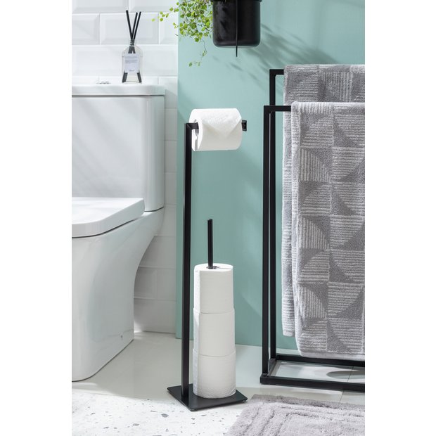 Argos Home freestanding black toilet roll holder (British brand)