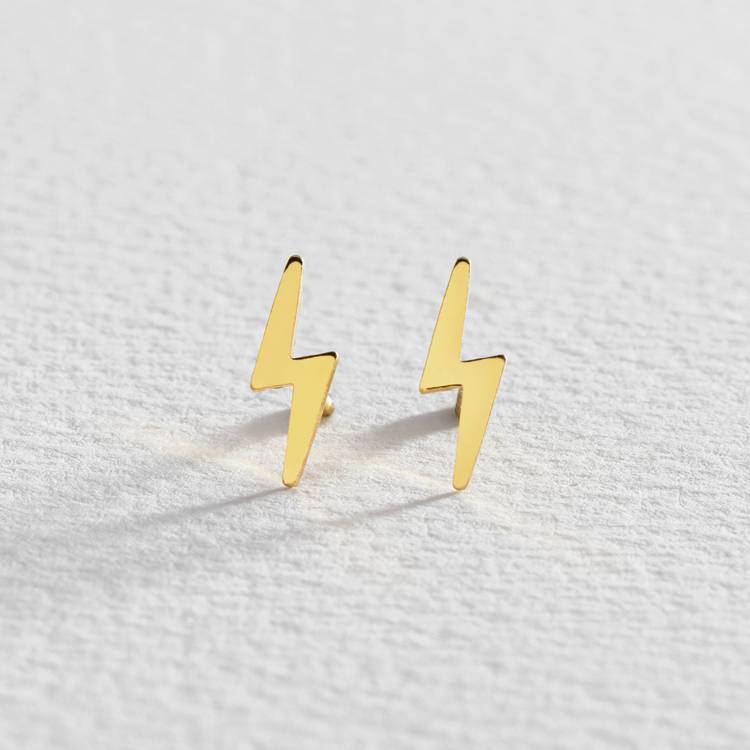 Revere gold plated silver lightning bolt stud earrings (British brand)