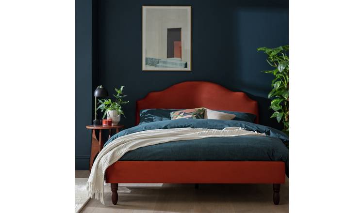 Habitat kingsize velvet bed frame in orange, UK version