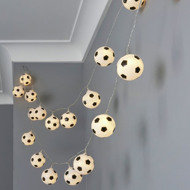 Glow football LED string lights black and white - British product