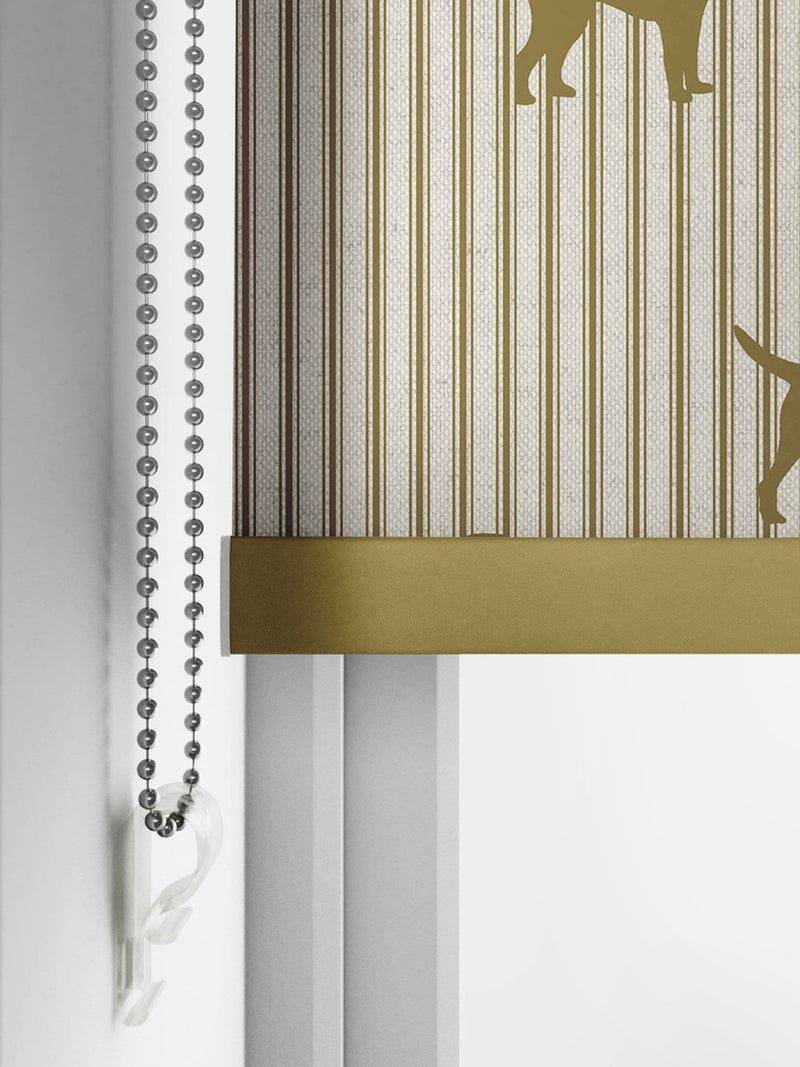 Emily Bond roller blinds Gold Marley Labrador print, imported from the UK