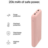 Belkin 15W 20000mAh portable power bank rose gold - British product
