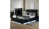 XR Living Ava Kingsize Faux Leather TV LED Bed Frame Black
