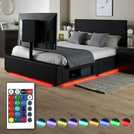 XR Living Ava Kingsize Black TV LED Bed Frame (British brand)
