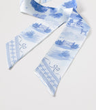 Aspinal of London silk skinny scarf landscape print (British brand)